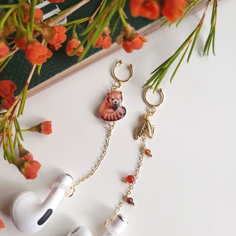 Animal Series-Little Cat, Bear, Red Panda, Red Panda/Headphones Anti-drop Chain Anti-Lost Chain - Earrings & Clip-ons - Resin Multicolor