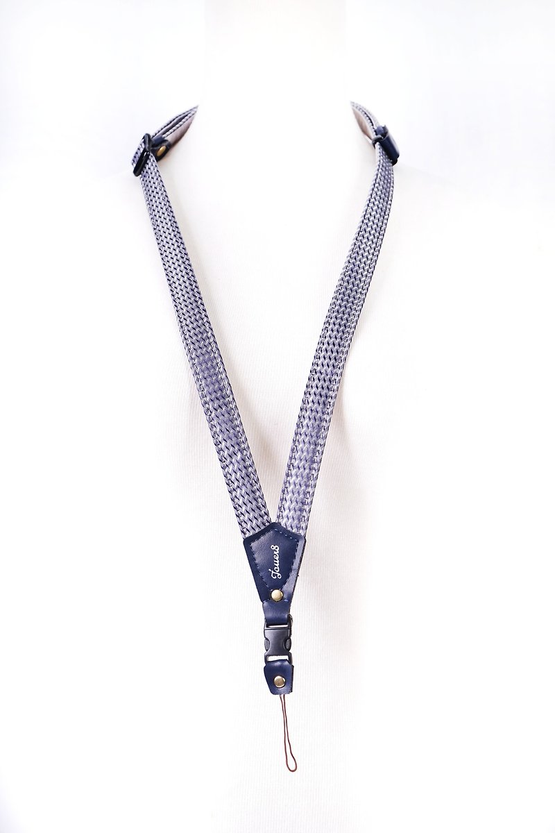 手機背帶-1.8V型-晨光-訂製緞布-低調質感 - 掛繩/吊繩 - 棉．麻 藍色