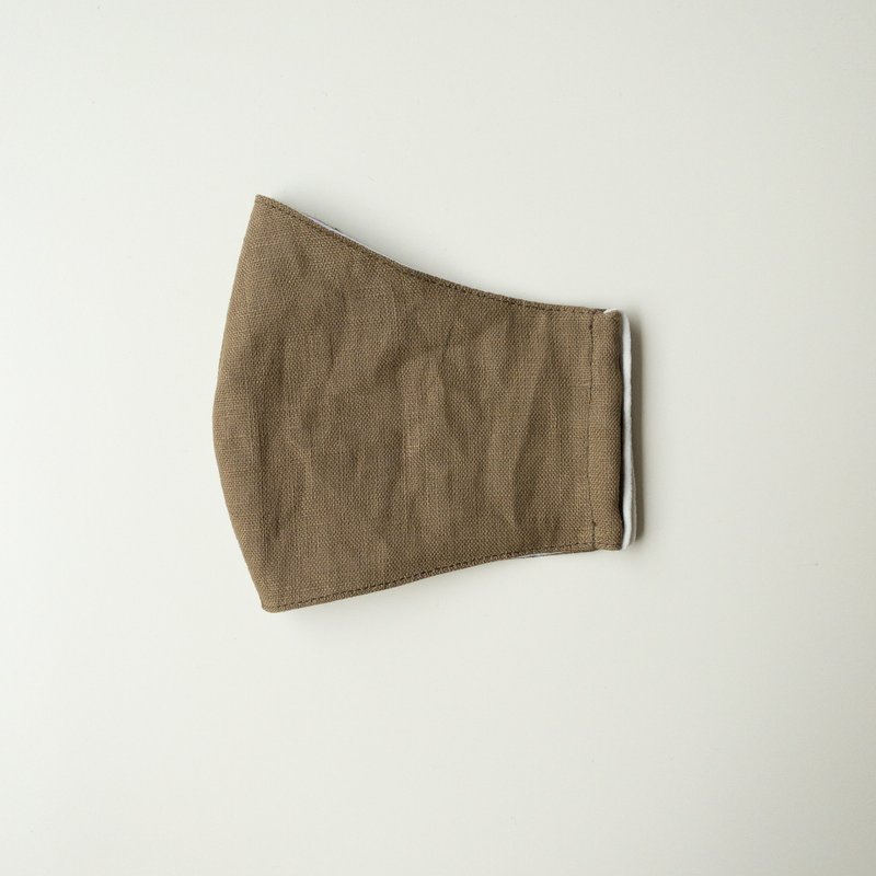Pine Bark Linen Linen Mask (with filter pocket) - 口罩/口罩收納套 - 亞麻 咖啡色
