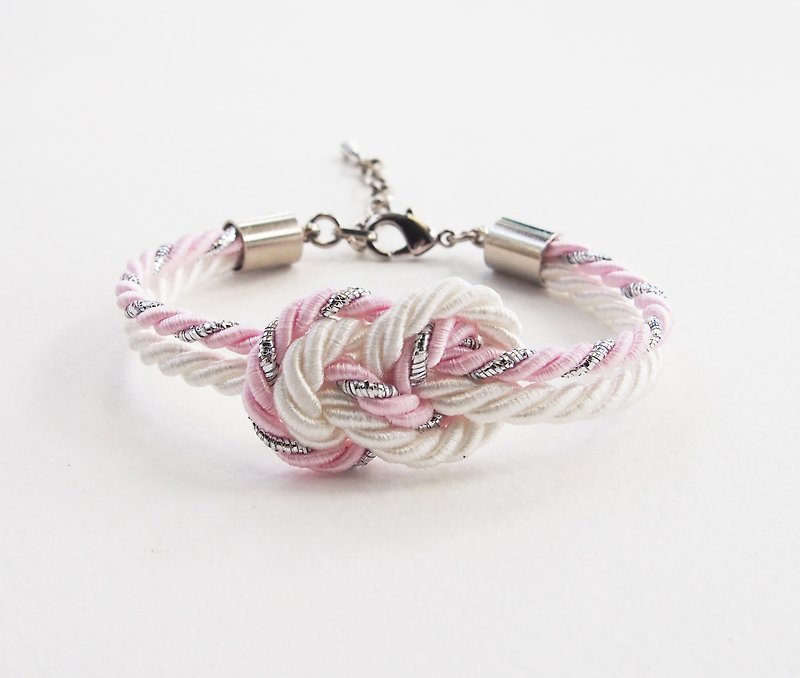 Glitered pink/White infinity bracelet - Bracelets - Other Materials Pink