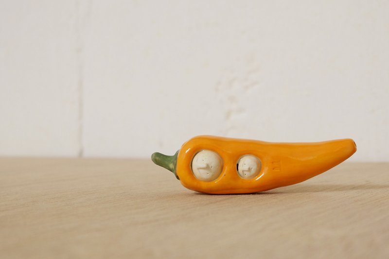 LUNA Series | Pottery Figure Doll Orange Chili Pepper - Items for Display - Pottery Orange