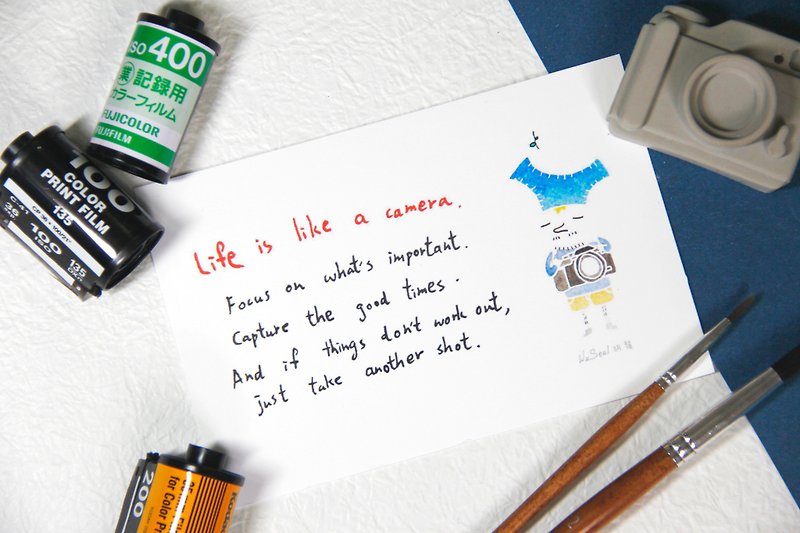 心靈 語錄 攝影 明信片 Postcard - Life is like a camera - 卡片/明信片 - 紙 白色