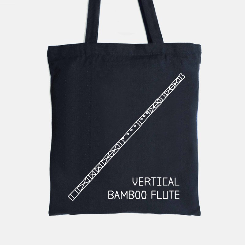 Instrument Bags-verical bamboo flute - กระเป๋าถือ - ผ้าฝ้าย/ผ้าลินิน สีดำ