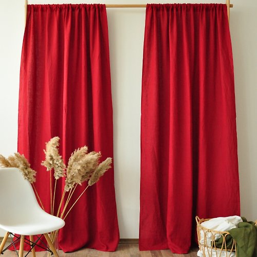True Things Maroon regular and blackout linen curtains / Custom curtains / 2 panels