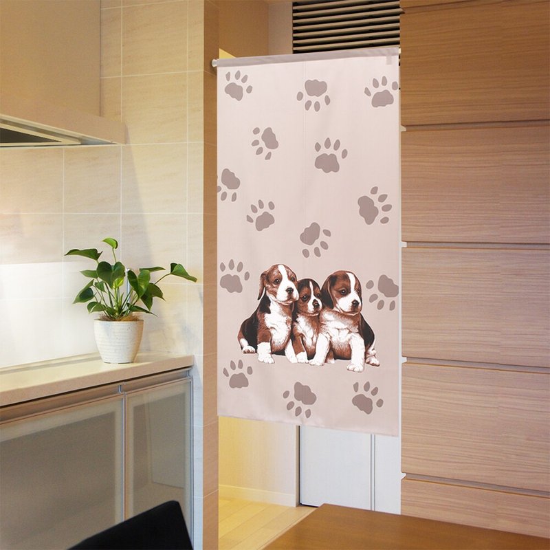 【預訂】日本製 小比高犬肉球長門簾 - 門簾/門牌 - 聚酯纖維 白色