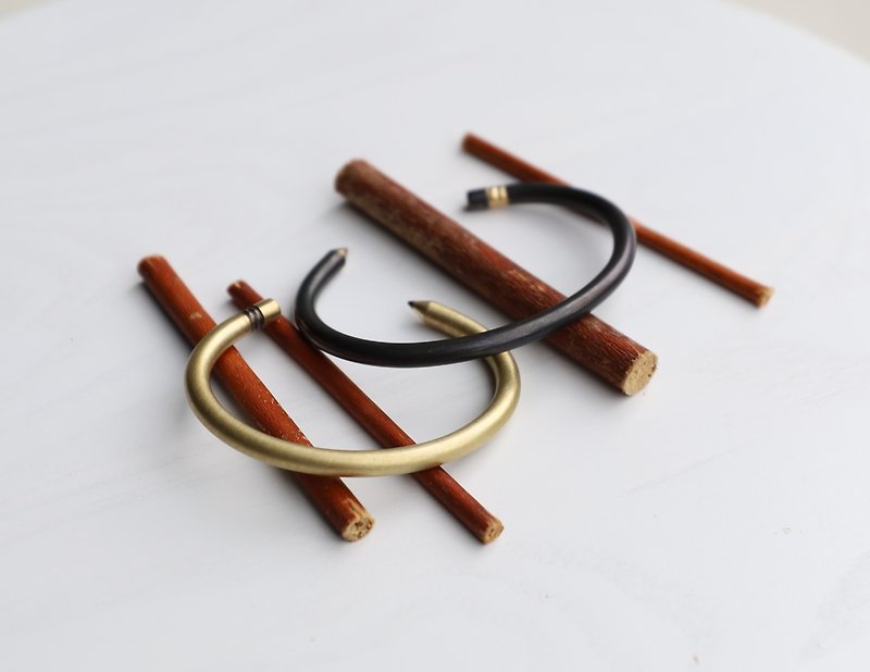 Brass round pencil bangle - Bracelets - Copper & Brass 