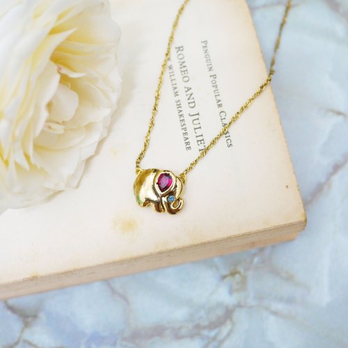 PHOEBE JEWELRY 歡樂馬戲團大象項鍊-紅