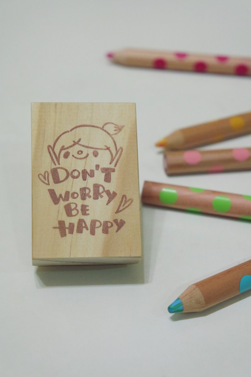 Hand carved stamp / do not worry be happy - Stamps & Stamp Pads - Rubber 