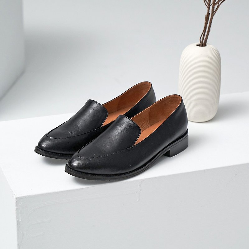 Ri'an Loafers - Black Glaze - Women's Oxford Shoes - Genuine Leather Black