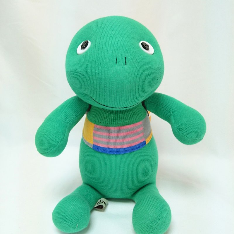 Backpack turtle / doll / sock doll / green / turtle - Stuffed Dolls & Figurines - Cotton & Hemp Green