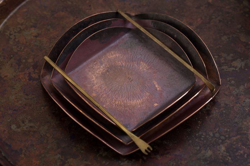 茶道-プレートの分割と組み合わせ-大きなティープレートの分割なし - 急須・ティーカップ - 銅・真鍮 レッド