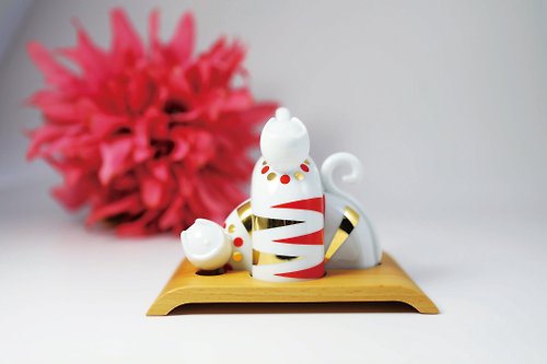 瓷嬉工坊 可愛貓椒鹽罐-相偎-凡爾賽系列(貴婦)