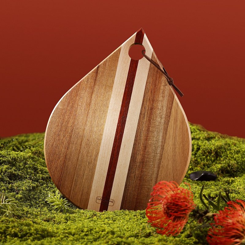 Acacia Wood Striped Teardrop Shaped Cutting Board - ถาดเสิร์ฟ - ไม้ 