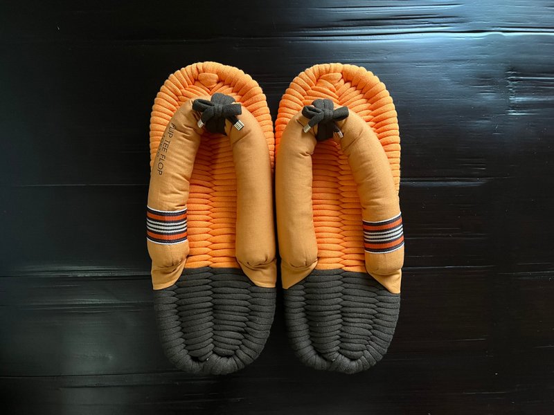 【FLIP TEE FLOP】24cm Cloth  sandal slippers Nuno zori sporty orange【No.202】 - Indoor Slippers - Cotton & Hemp Orange