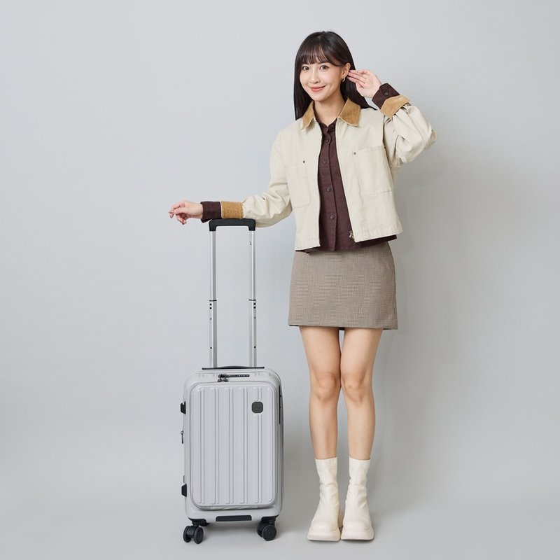 20吋/前開式/PC箱體/Hinomoto靜音輪煞車/旅行箱/行李箱-多色任選 - 後背包/背包/書包 - 尼龍 灰色