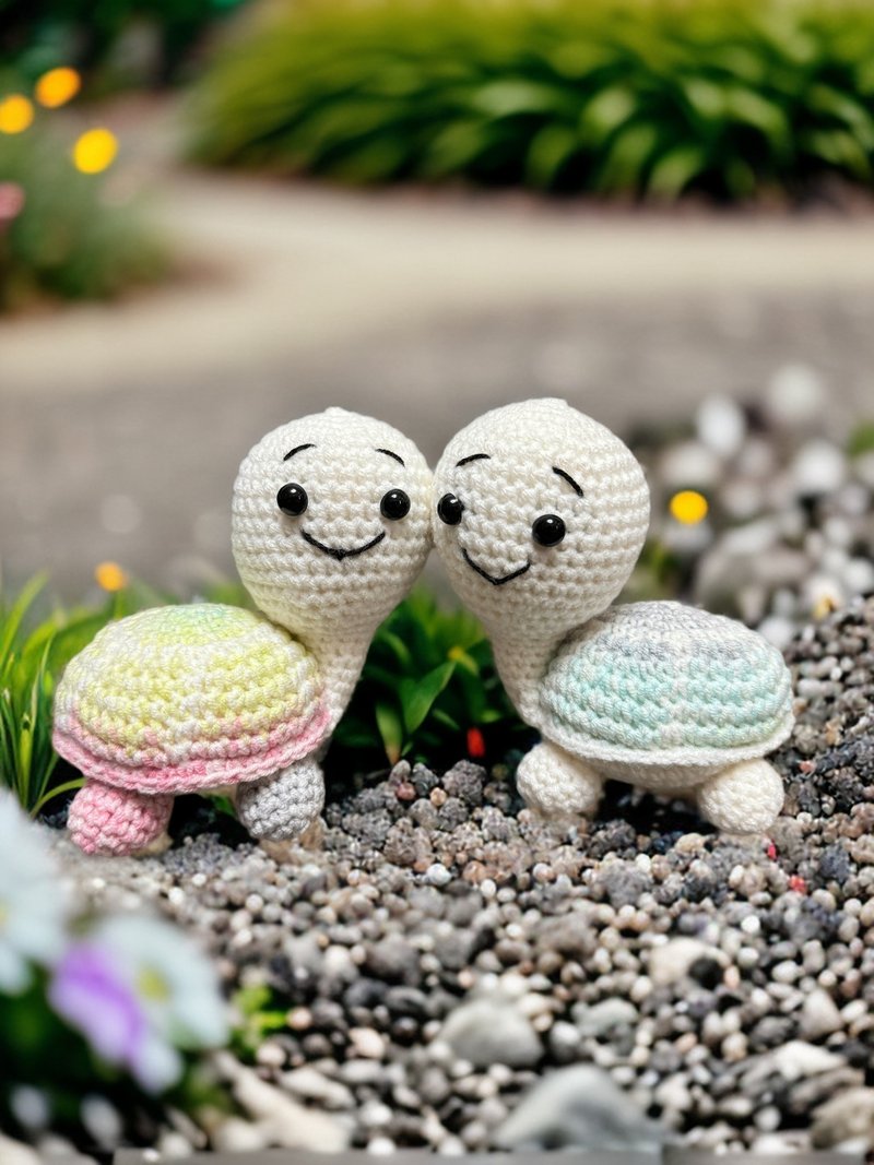 Handmade Knitted Turtle - Stuffed Dolls & Figurines - Thread Multicolor