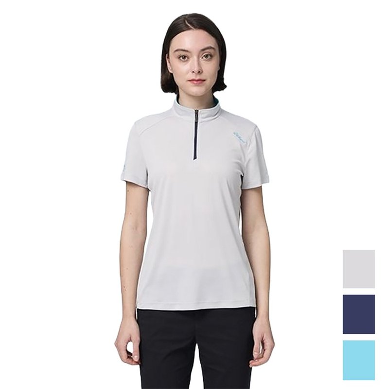 【Wildland】Elastic zipper super cool sweat-wicking short-sleeved shirt for women W1637 - เสื้อยืดผู้หญิง - เส้นใยสังเคราะห์ หลากหลายสี