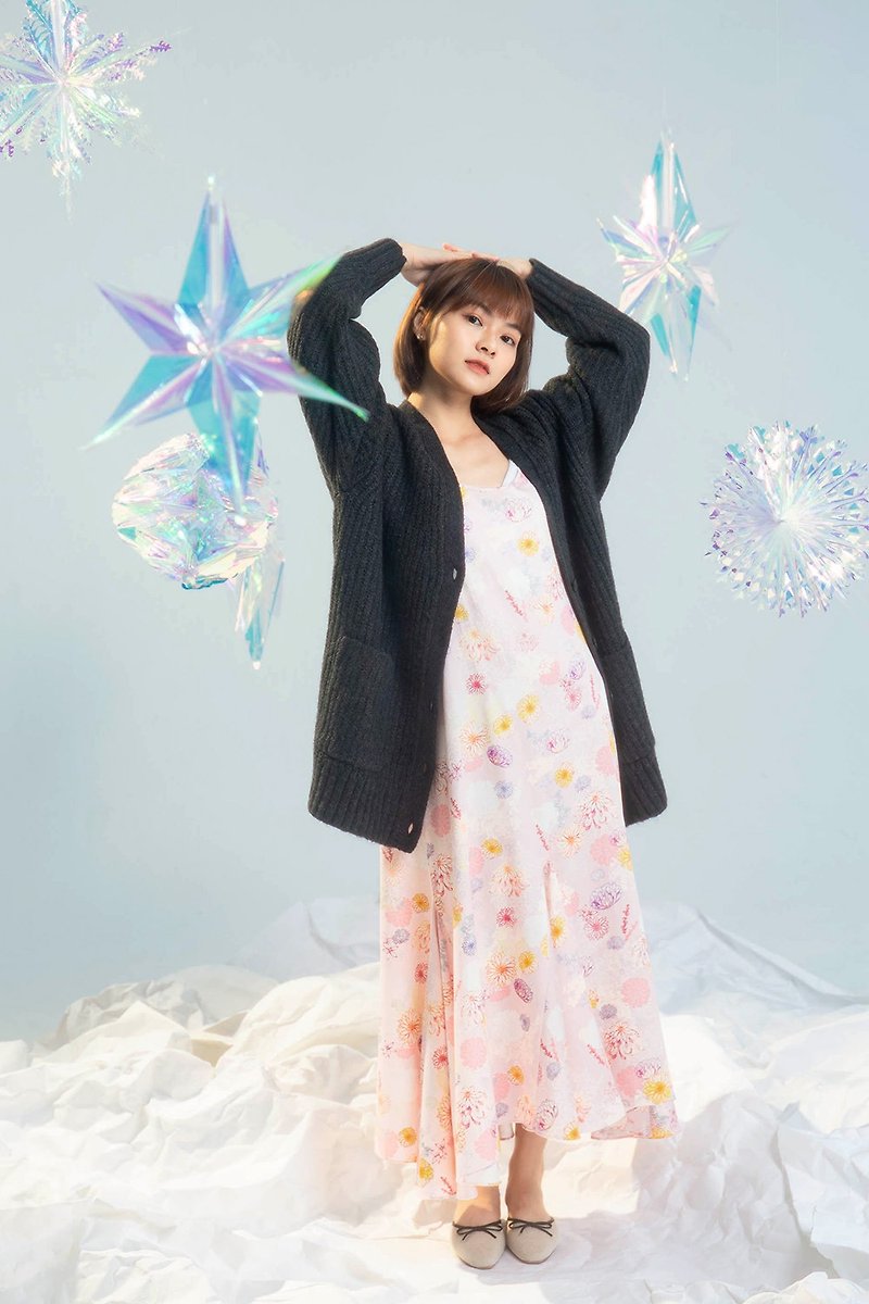 [Boli Print] Exaggerated fishtail skirt, spaghetti strap dress, long dress, Kyoto Arentianxiang - One Piece Dresses - Cotton & Hemp 