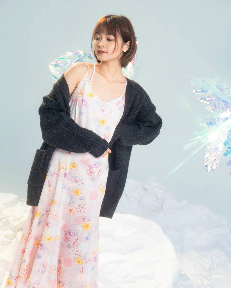 【波麗印花】浮誇魚尾裙 細肩帶洋裝 長裙 京都 絢天香 - 洋裝/連身裙 - 棉．麻 