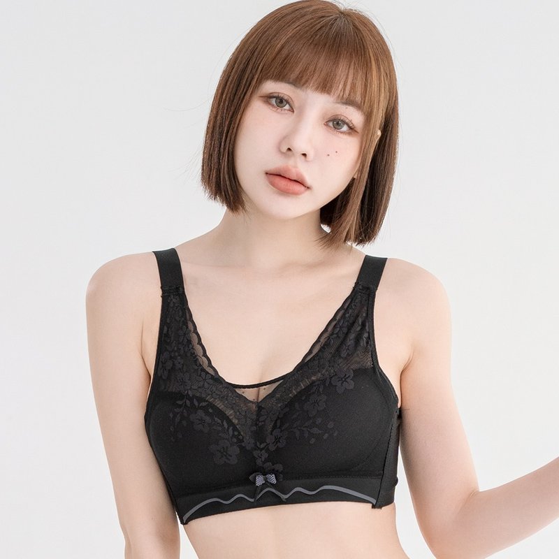 Pink Lady 無鋼圈 BC罩杯 清純秘戀 均勻薄襯 柔滑側背片包覆內衣 - 女內衣褲 - 尼龍 黑色