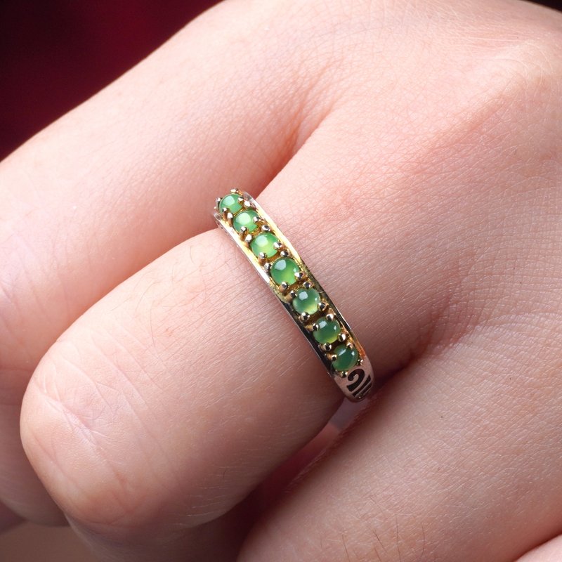 Ice Sun Green Jade Egg-shaped Ring Inlaid with 925 Sterling Silver | Natural Burmese A-Grade Jade | Gift - General Rings - Jade Green