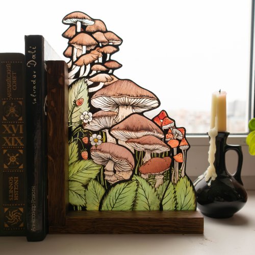 ステンドグラスの置き物　(森のキノコ) ステンドグラスキノコ