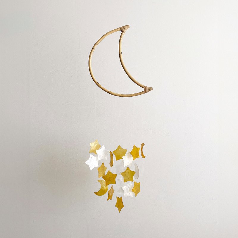 DIY-KIT | Brooklyn, 11pm_Star, Crescent_Gold-S| Shell Wind Chime Mobile | #0-343 - 其他 - 貝殼 金色