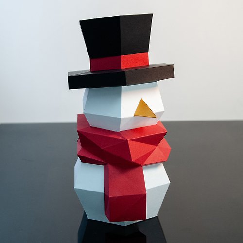 問創 Ask Creative DIY手作3D紙模型擺飾 聖誕節/節慶系列 - 高筒帽雪人