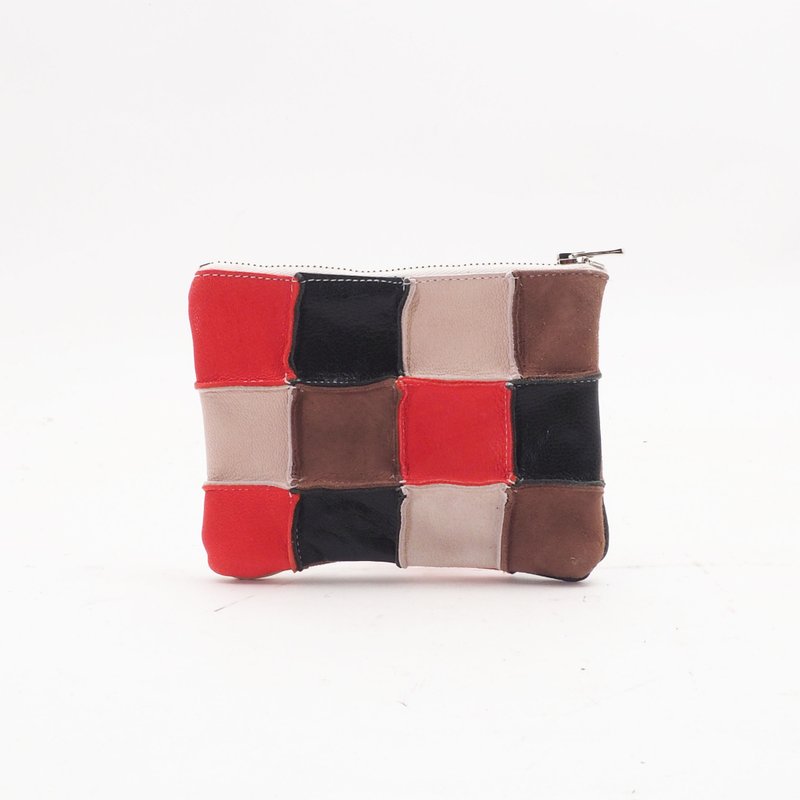 random leather mini wallet (multi color) - Toiletry Bags & Pouches - Genuine Leather Multicolor