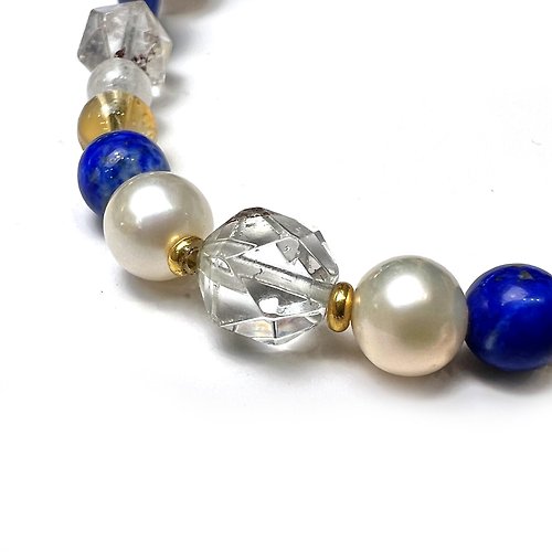 Hoshino Jewelry Kan 藍晶 綠幽靈 珍珠 黃晶 天然水晶 日本手作 禮物 能量石手鍊 金運