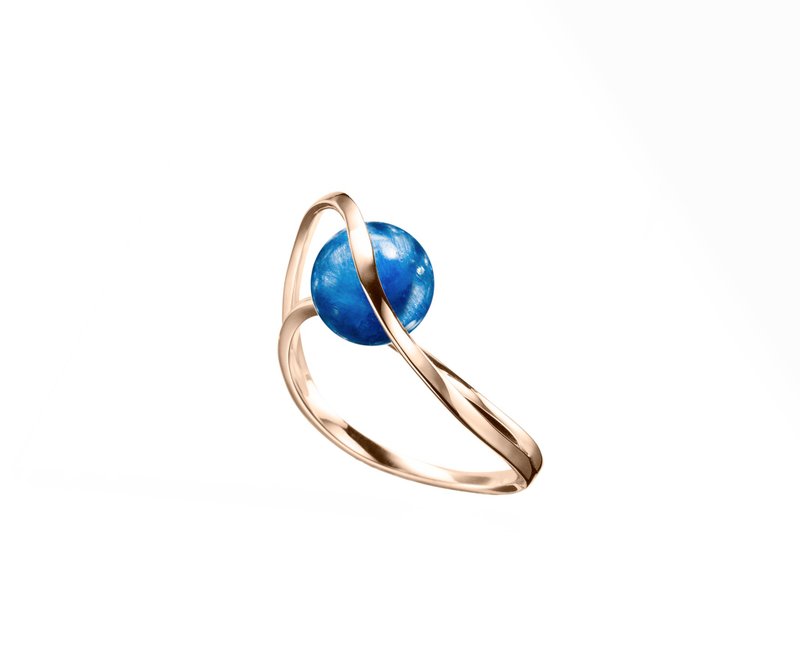 Solitaire Kyanite Engagement Ring, Dainty Jewelry in 14k Gold, Minimalist Ring - General Rings - Precious Metals Blue