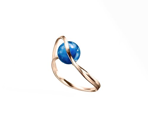 Majade Jewelry Design 藍晶石戒指 14k黃金輕珠寶戒指 K金訂婚求婚戒指 簡約皇家藍戒指