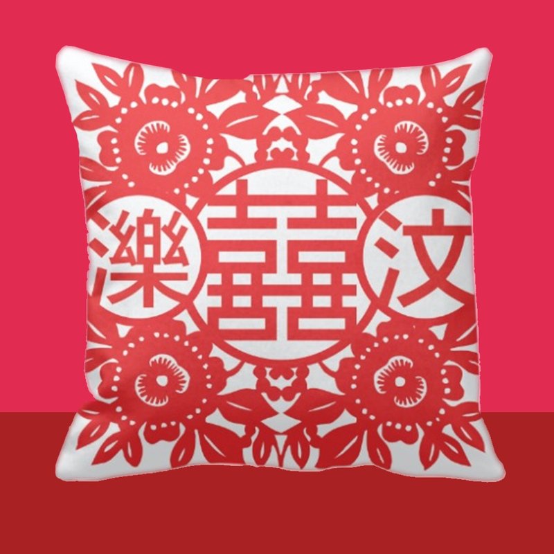 [Wedding Gift] Customized Wedding Gift-囍(Double Circle) Wedding Pillow-Customized - หมอน - เส้นใยสังเคราะห์ สีแดง