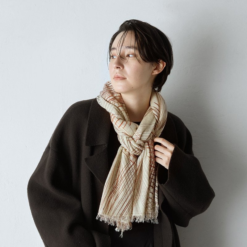 Stacked Color Wool Scarf - Brown - Knit Scarves & Wraps - Wool Brown