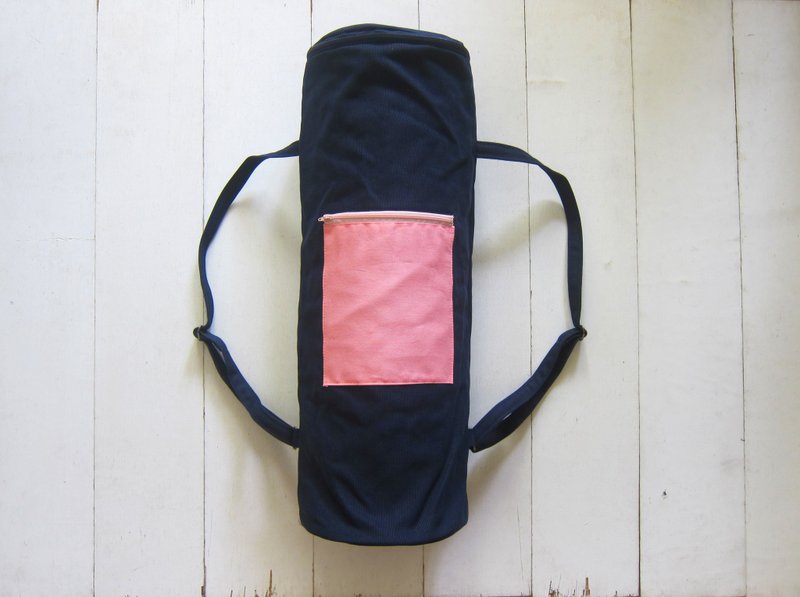 Canvas Yoga Bag - Charcoal + Salmon - Messenger Bags & Sling Bags - Cotton & Hemp Multicolor
