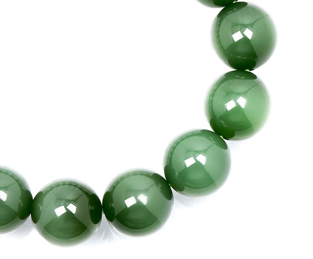 A Grade Natural Green Nephrite Jade 18mm Beads Bracelet w/ certificate  -C041023
