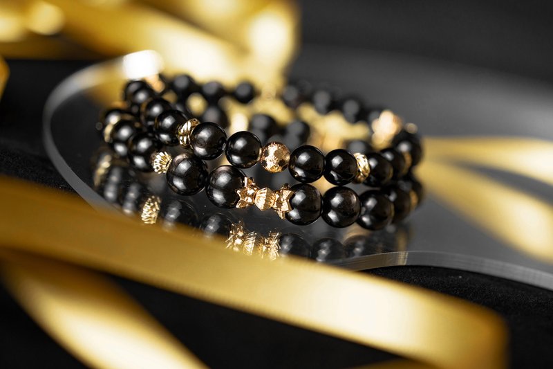 Lucky Stone-Golden Lucky Stone Design Chain - Bracelets - Crystal Black