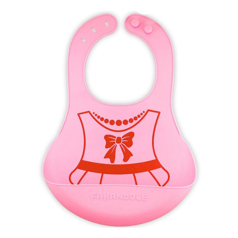 (Taiwan design, manufacturing and production) Farandole safe non-toxic antibacterial Silicone bib-small dress - Bibs - Other Materials Red