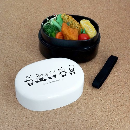 padou Furifuri Panda Oval 2-Tier Lunchbox 580ml Cute High Quality School Made In Japan