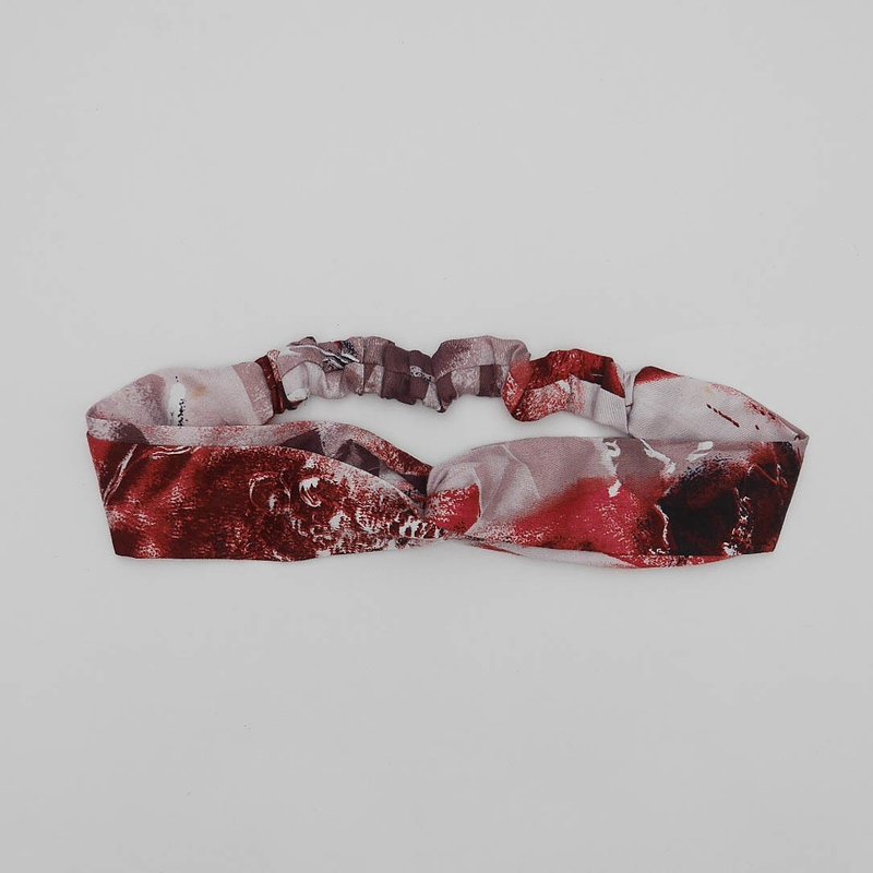 Red ink cross hair band - Hair Accessories - Cotton & Hemp Red