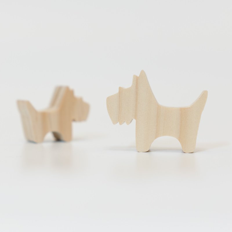 wagaZOO thick-cut building blocks farm series-Yorkshire terrier, little dog - Items for Display - Wood Khaki
