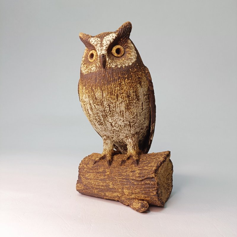 迷你擬真版-蘭嶼角鴞/陶塑品/生態/原創 - 擺飾/家飾品 - 陶 
