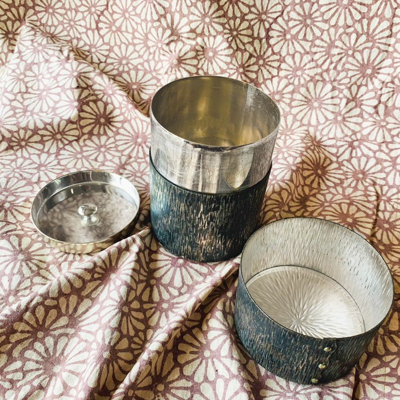 Japanese Classical Seiko Pewter Hammer Pewter Tea Cans│Exquisite Craftsmanship, Simple and Beautiful Wood Grain Texture - Other - Other Metals Silver