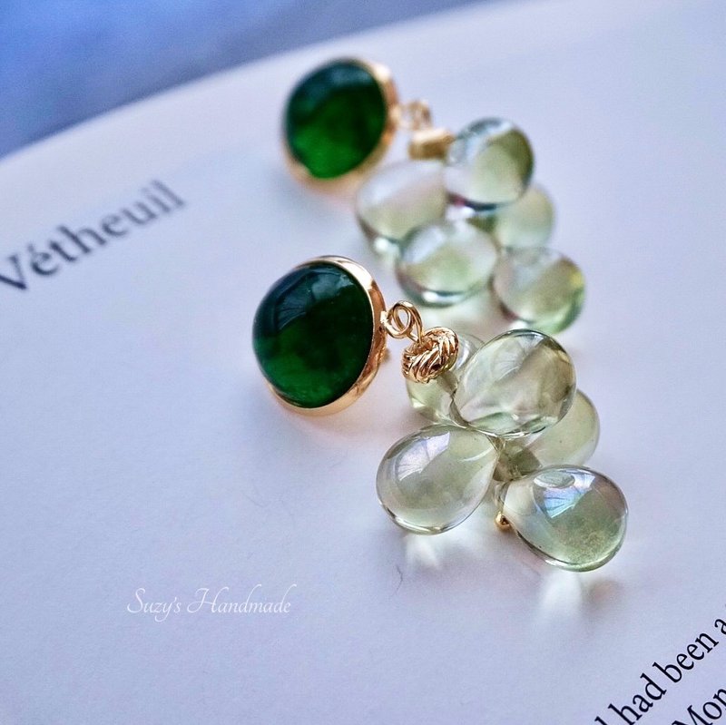 Firenze Handmade Glass and Glaze Grape Fruits Vintage Elegant Pierce Clip-ons - Earrings & Clip-ons - Glass 