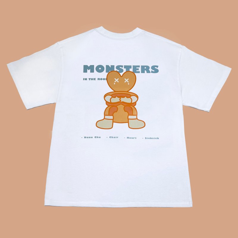 Nunu Chu Sick Monster T-shirt - เสื้อยืดผู้ชาย - ผ้าฝ้าย/ผ้าลินิน ขาว