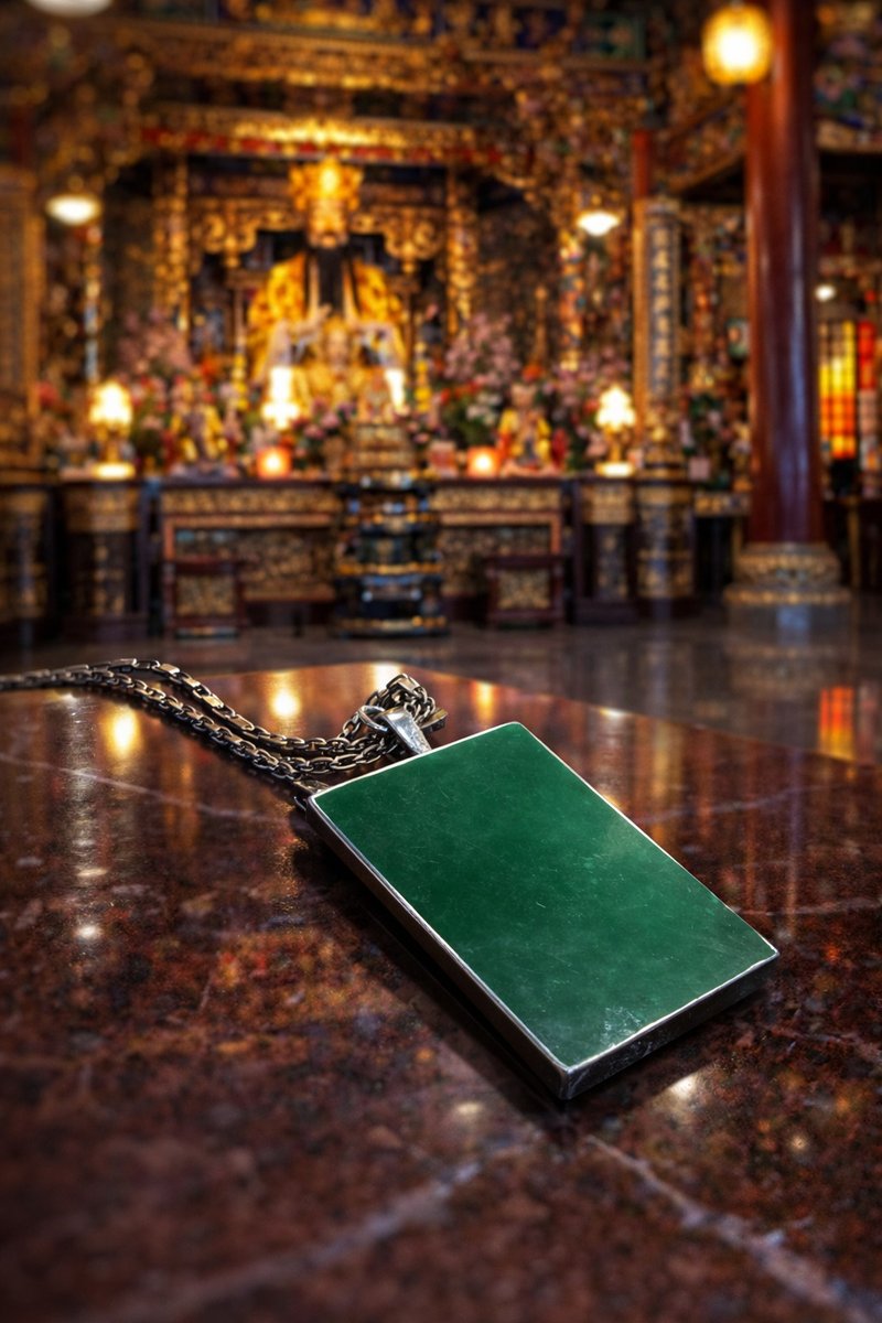 Peace and Safety Pendant | Natural Jadeite | Men's | Sterling Silver | Grade A | Reversible Design | Valentine's Day Gift - Necklaces - Jade Red