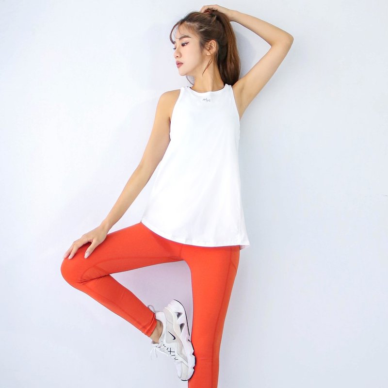 AM ME Cozy Top Nude Slit Quick-Drying Sports Vest Top (Texture White) - Women's Vests - Other Materials White