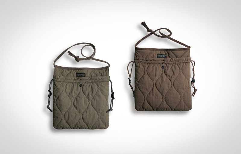 Urban Apron Bag quilted drawstring carry-on small bag - กระเป๋าหูรูด - ผ้าฝ้าย/ผ้าลินิน สีนำ้ตาล