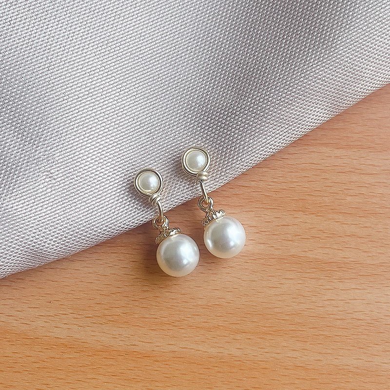Pearl Clip-On/ Painless Clip-On/ Basic - Earrings & Clip-ons - Other Metals Gold