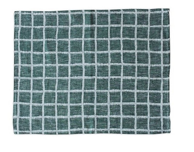 Scandinavian designer style-Checkered table mat (green) Rutig Place Mat, Green - ผ้ารองโต๊ะ/ของตกแต่ง - ผ้าฝ้าย/ผ้าลินิน สีเขียว